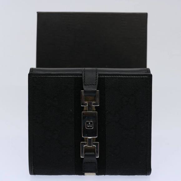 GUCCI GG Canvas Sherry Line Jackie Wallet Black White Auth 60081A - Picture 12 of 16